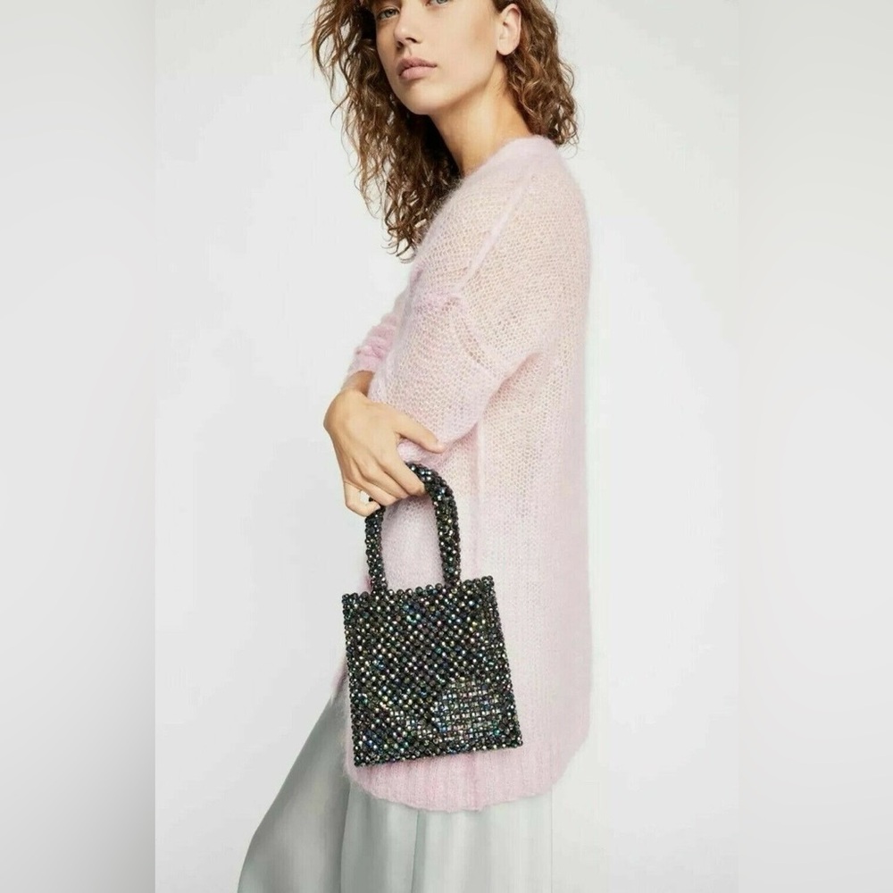 Free People Black Beaded Mini Bag